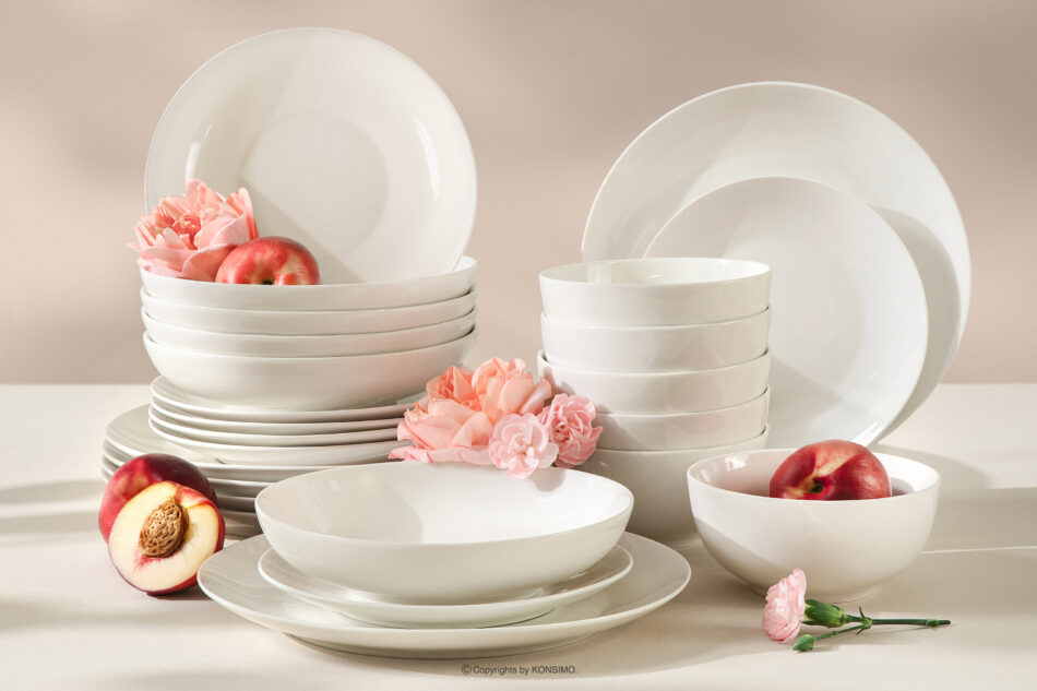 AD BELLA Zestaw obiadowy twarda porcelana 6 os. (24 el.) ecru ecru - zdjęcie 1