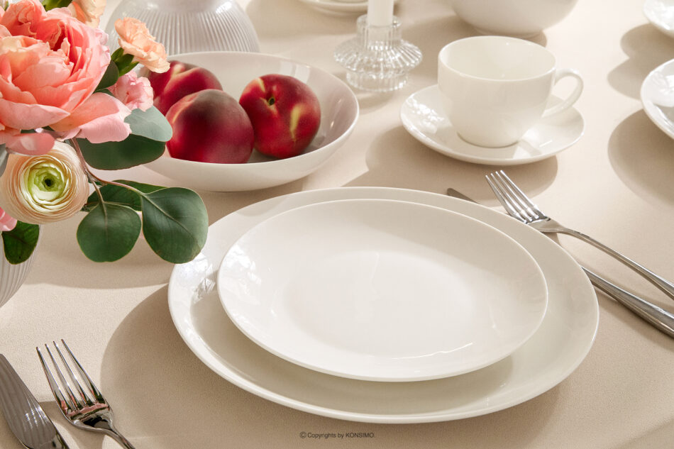 AD BELLA Zestaw obiadowy twarda porcelana 6 os. (24 el.) ecru ecru - zdjęcie 11