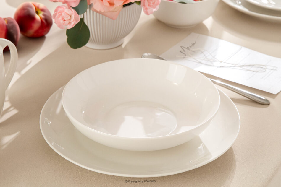 AD BELLA Zestaw obiadowy twarda porcelana 6 os. (24 el.) ecru ecru - zdjęcie 12