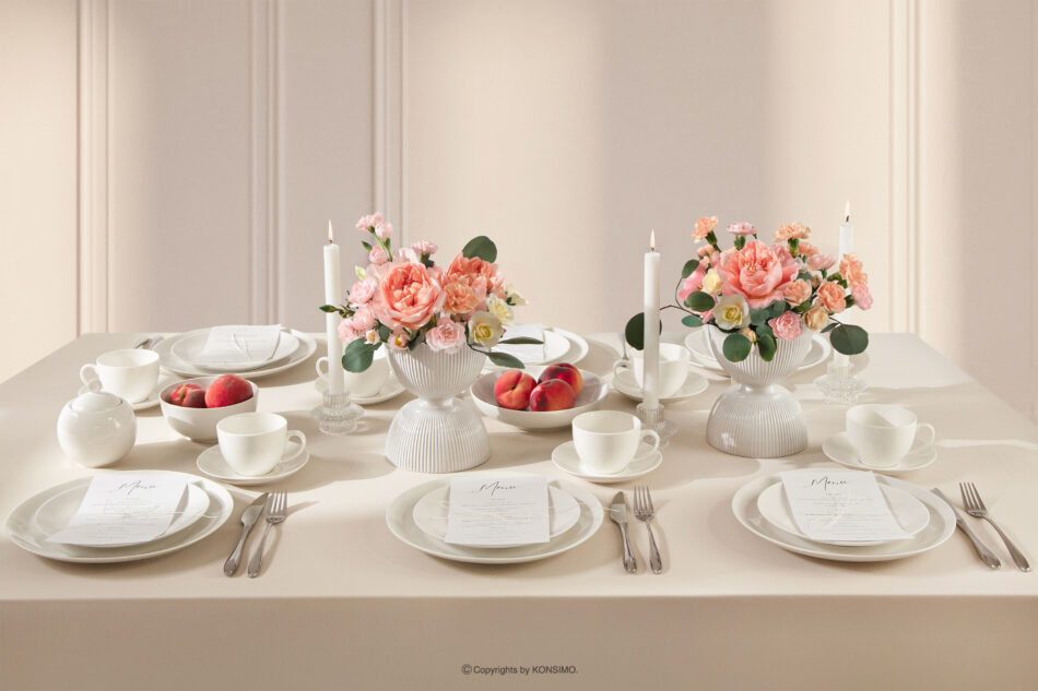 AD BELLA Zestaw obiadowy twarda porcelana 6 os. (24 el.) ecru ecru - zdjęcie 14
