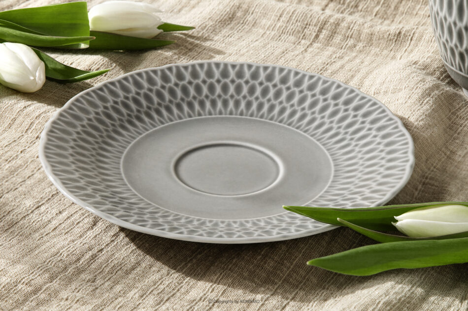 SOFIA KSIĘŻYCOWA Zestaw kawowy 6 os. (18 el.) z porcelany szary szary - zdjęcie 11