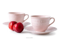 Filiżanka ze spodkiem 2 szt. z porcelany różowy