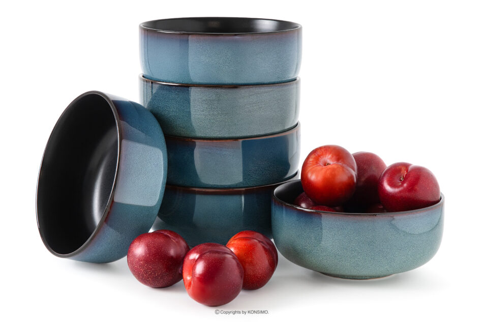 BALI Miska 6 szt. niebieski/czarny mat niebieski/czarny mat - zdjęcie 0