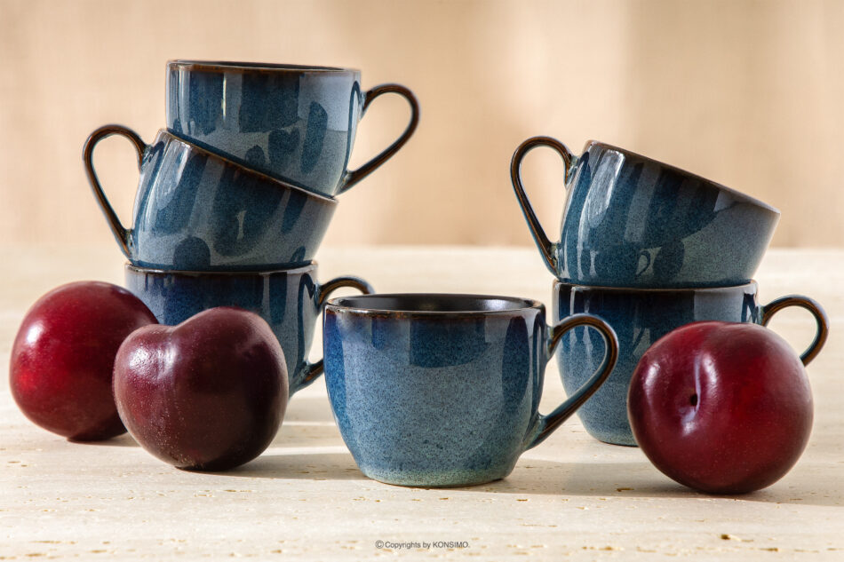 BALI Filiżanka do espresso 6 szt. niebieski/czarny mat niebieski/czarny mat - zdjęcie 1