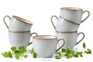 Filiżanka do espresso ceramika/szkliwo reaktywne szary/niebieski/biały 6 szt.