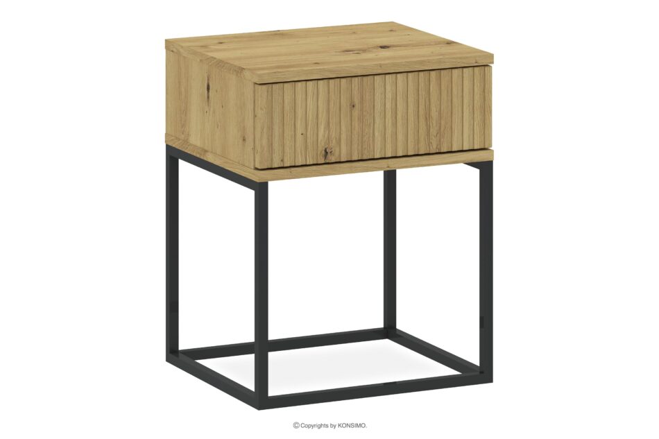 RECTUS Stolik nocny z szufladą nowoczesny dąb artisan dąb artisan/czarny - zdjęcie 0