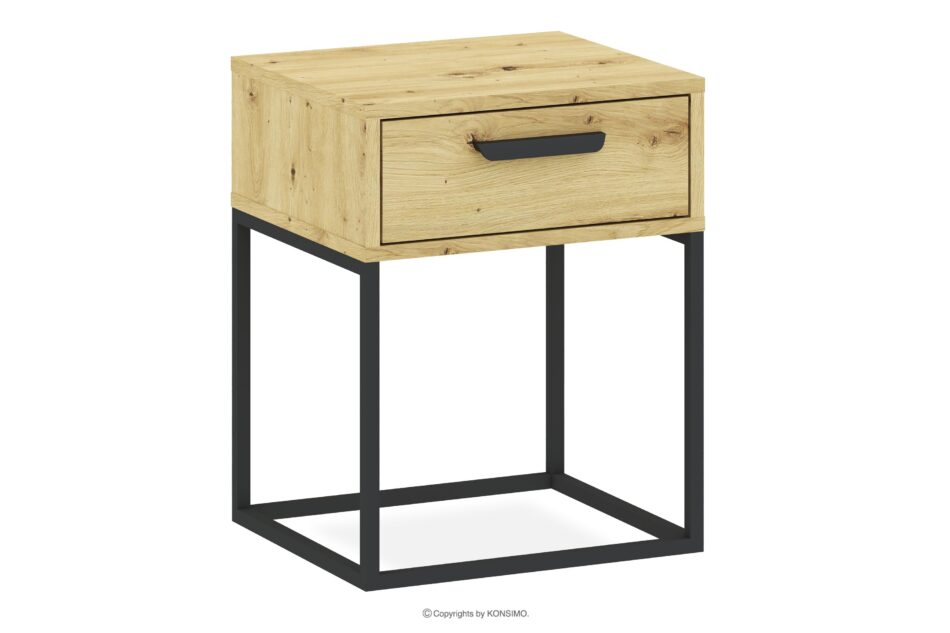 RECTUS Nowoczesny stolik nocny z szufladą dąb artisan dąb artisan/czarny - zdjęcie 0