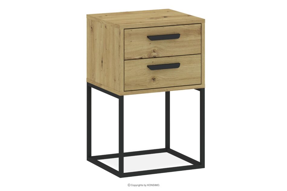 RECTUS Nowoczesny stolik nocny z szufladami dąb artisan dąb artisan/czarny - zdjęcie 0