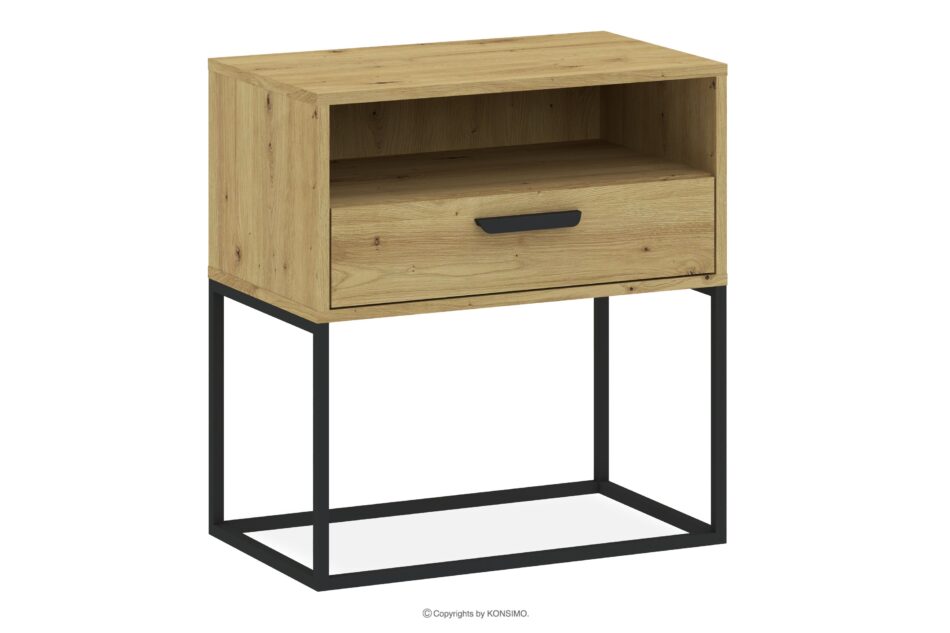 RECTUS Duży stolik nocny z szufladą dąb artisan dąb artisan/czarny - zdjęcie 0