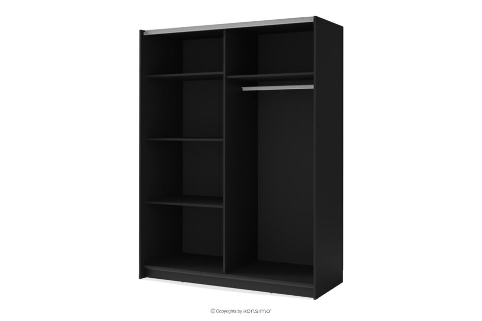 CASTARI Duża szafa przesuwna z lamelami i lustrem czarny/dąb artisan czarny/dąb artisan - zdjęcie 3