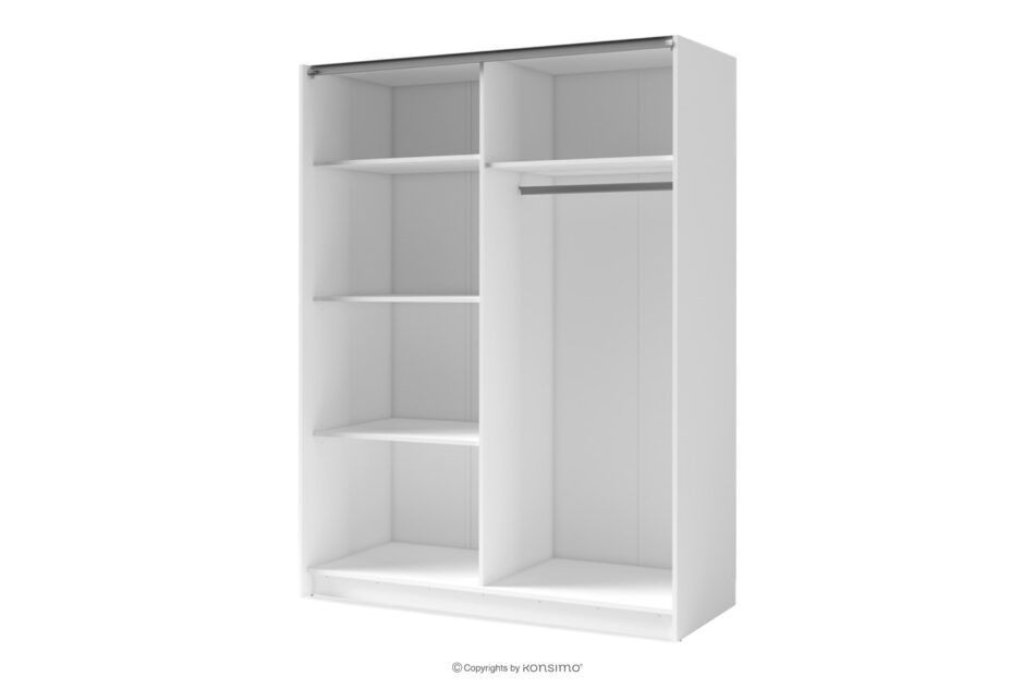 CASTARI Duża szafa przesuwna z lustrem i lamelami biały/dąb artisan biały/dąb artisan - zdjęcie 3