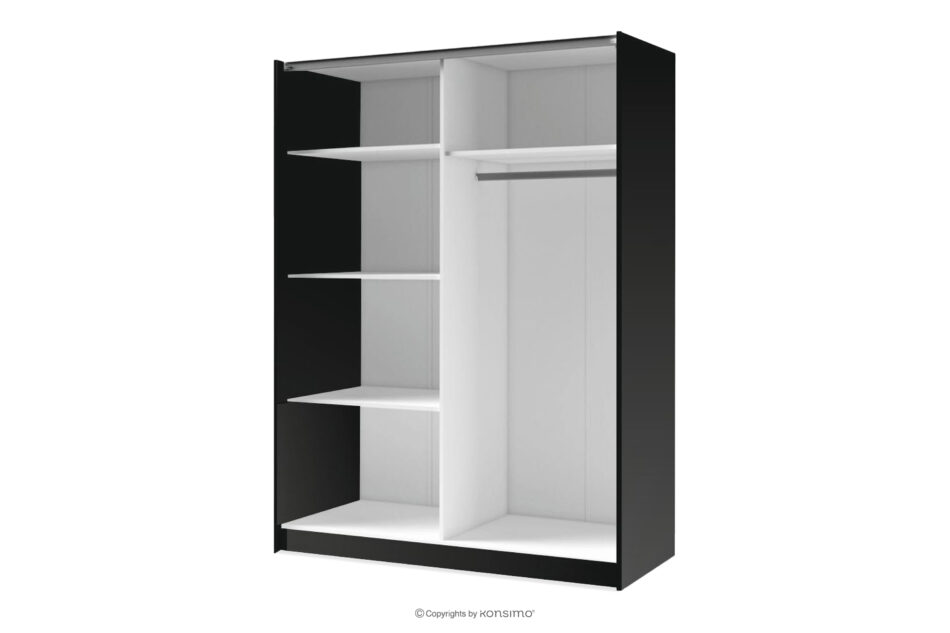 CASTARI Duża szafa przesuwna z lustrem i lamelami czarny/dąb artisan czarny/dąb artisan - zdjęcie 3