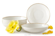 Talerz głęboki twarda porcelana ecru/złoty 6 szt.