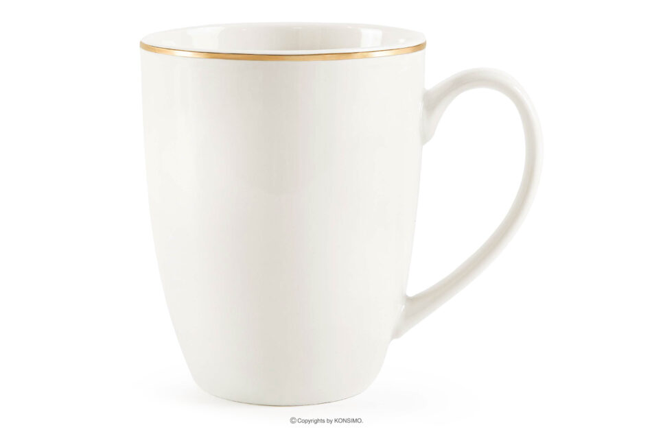 AD BELLA Zestaw herbaciany twarda porcelana ecru/złoty 6 os. (14 el.) ecru/złoty - zdjęcie 5