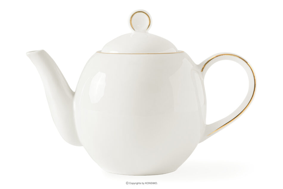AD BELLA Zestaw herbaciany twarda porcelana ecru/złoty 6 os. (14 el.) ecru/złoty - zdjęcie 8