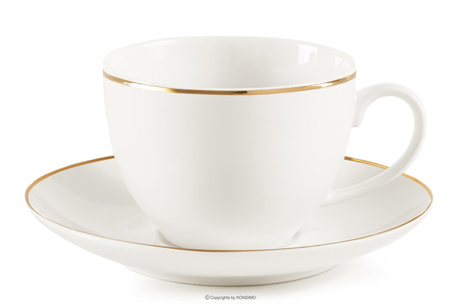 AD BELLA Zestaw kawowy twarda porcelana ecru/złoty 6 os. (20 el.) ecru/złoty - zdjęcie 5