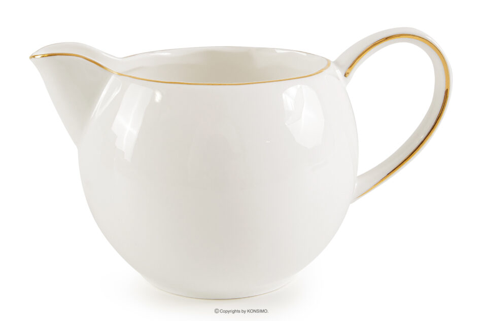 AD BELLA Zestaw kawowy twarda porcelana ecru/złoty 6 os. (20 el.) ecru/złoty - zdjęcie 11
