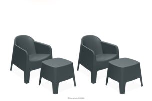 MALUS, https://konsimo.pl/kolekcja/malus/ Zestaw mebli ogrodowych modern polipropylen antracytowy antracytowy - zdjęcie