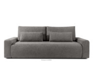 Sofa trzyosobowa z poduszkami rozkładana tkanina boucle ciemny szary
