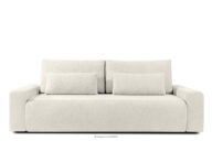 Rozkładana sofa z poduszkami tkanina boucle biały