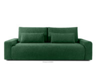 Sofa trzyosobowa z poduszkami rozkładana tkanina boucle ciemny zielony