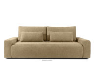 Rozkładana sofa z poduszkami tkanina boucle ciemny beżowy