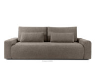 Rozkładana sofa z poduszkami tkanina boucle chłodny brązowy