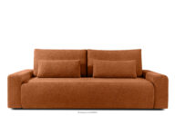 Rozkładana sofa z poduszkami tkanina boucle rudy