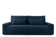 Sofa trzyosobowa z poduszkami rozkładana tkanina boucle ciemny granatowy