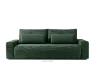 Sofa trzyosobowa z poduszkami rozkładana tkanina sztruks / welur ciemny zielony