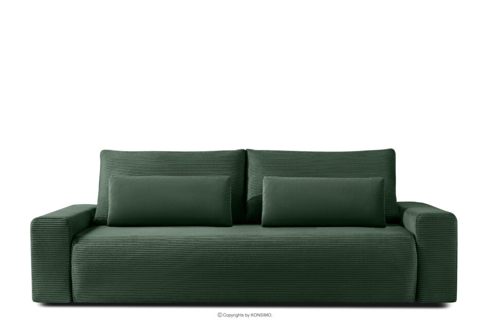 MOLLIS Sofa trzyosobowa z poduszkami rozkładana tkanina sztruks / welur ciemny zielony ciemny zielony - zdjęcie 0