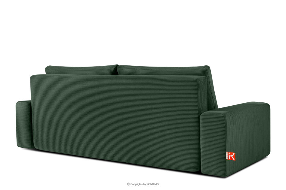 MOLLIS Sofa trzyosobowa z poduszkami rozkładana tkanina sztruks / welur ciemny zielony ciemny zielony - zdjęcie 3