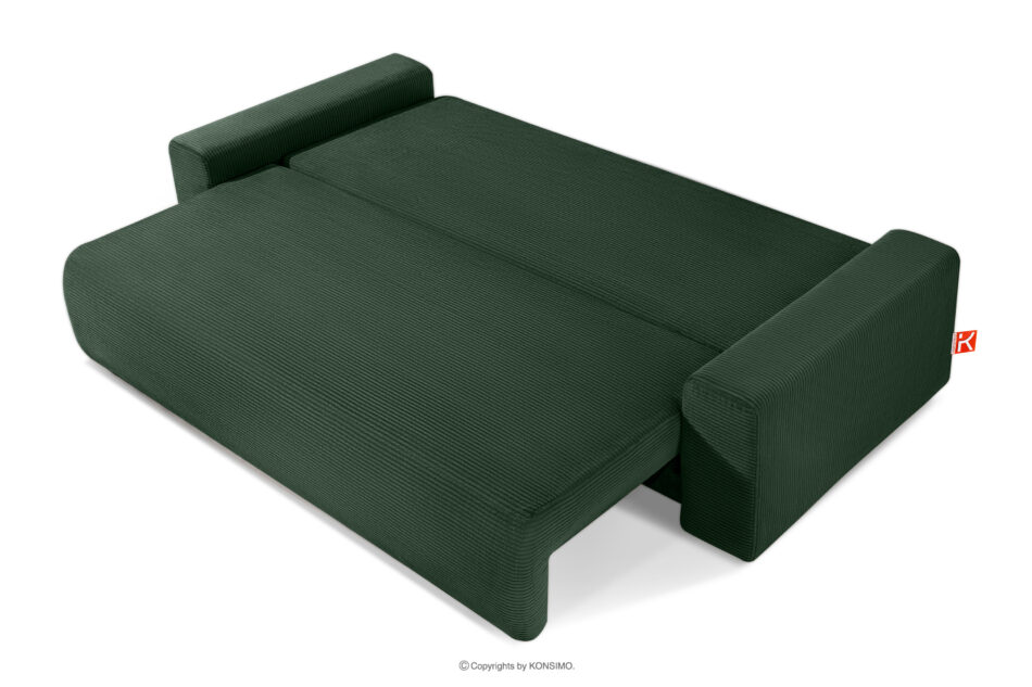 MOLLIS Sofa trzyosobowa z poduszkami rozkładana tkanina sztruks / welur ciemny zielony ciemny zielony - zdjęcie 4