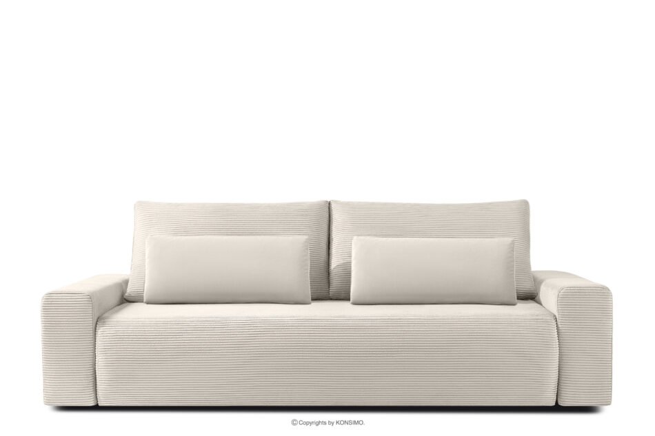 MOLLIS Rozkładana sofa z poduszkami tkanina sztruks / welur kremowy kremowy - zdjęcie 0