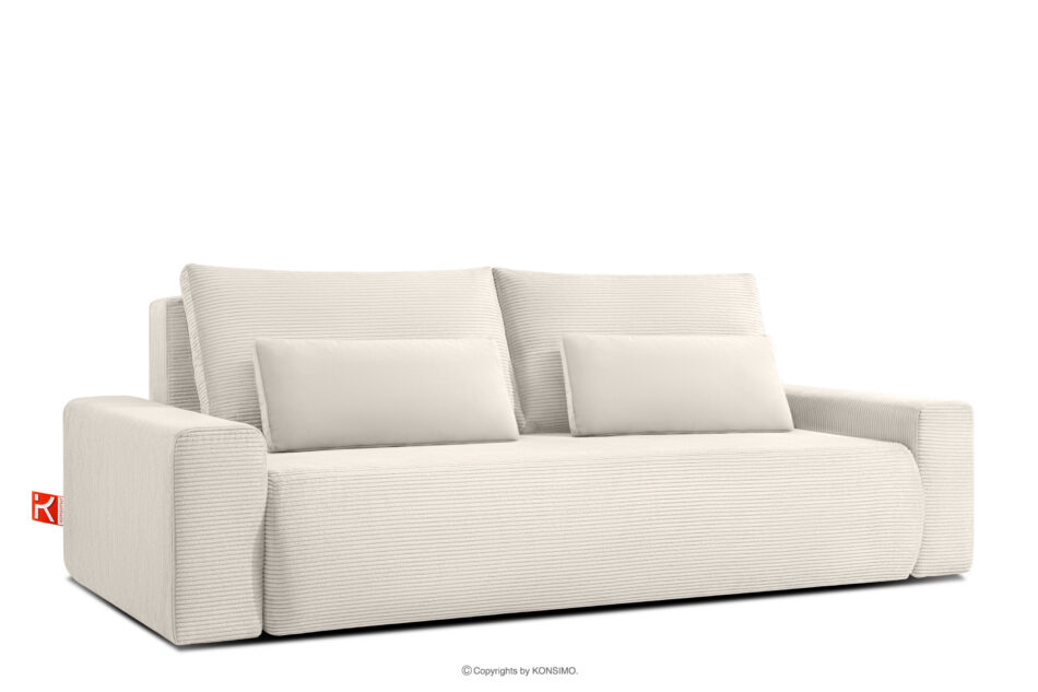 MOLLIS Rozkładana sofa z poduszkami tkanina sztruks / welur kremowy kremowy - zdjęcie 2