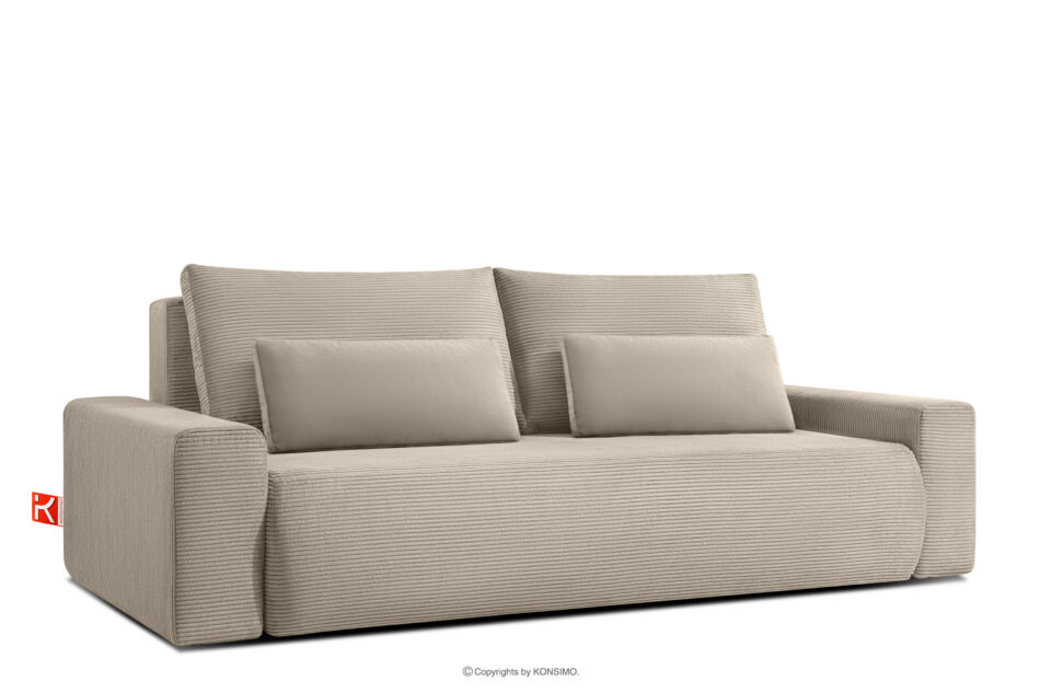 MOLLIS Rozkładana sofa z poduszkami tkanina sztruks / welur beżowy beżowy - zdjęcie 2
