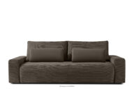 Rozkładana sofa z poduszkami tkanina sztruks / welur brązowy