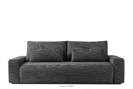 Rozkładana sofa z poduszkami tkanina sztruks szary