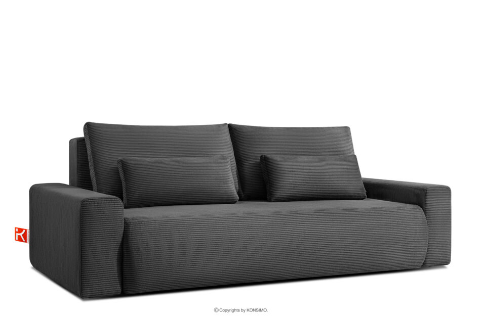 MOLLIS Rozkładana sofa z poduszkami tkanina sztruks szary szary - zdjęcie 2
