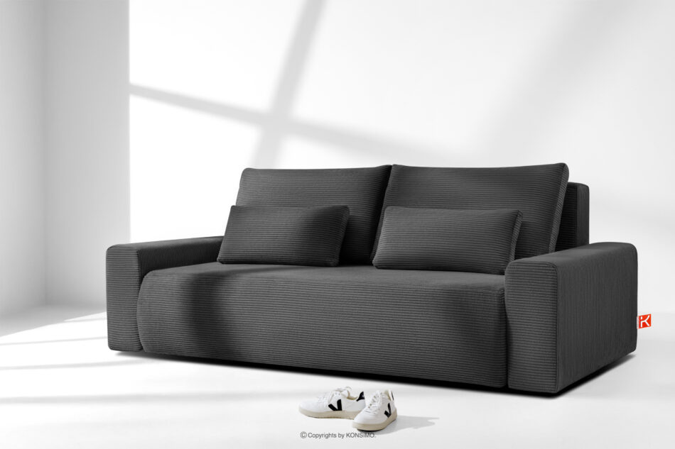MOLLIS Rozkładana sofa z poduszkami tkanina sztruks szary szary - zdjęcie 1