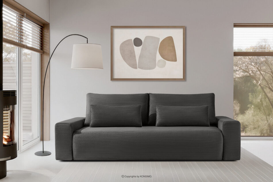MOLLIS Rozkładana sofa z poduszkami tkanina sztruks szary szary - zdjęcie 11
