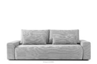Rozkładana sofa z poduszkami tkanina sztruks jasny szary