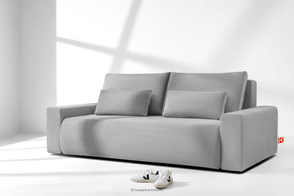MOLLIS Rozkładana sofa z poduszkami tkanina sztruks jasny szary jasny szary - zdjęcie 1
