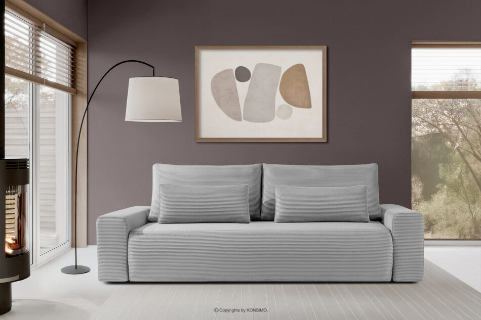 MOLLIS Rozkładana sofa z poduszkami tkanina sztruks jasny szary jasny szary - zdjęcie 11