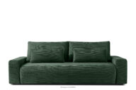 Sofa trzyosobowa z poduszkami rozkładana tkanina sztruks ciemny zielony