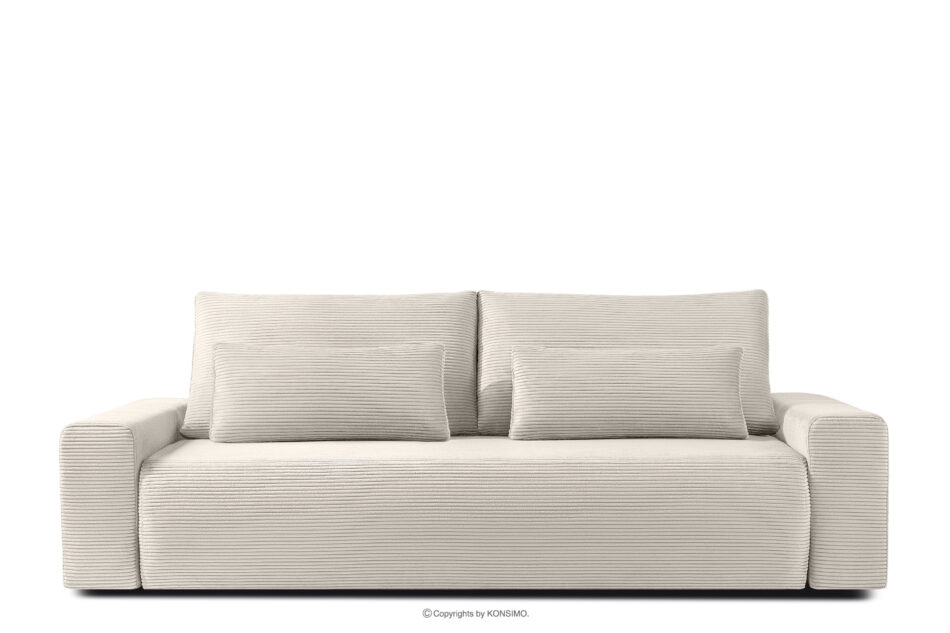 MOLLIS Rozkładana sofa z poduszkami tkanina sztruks kremowy kremowy - zdjęcie 0