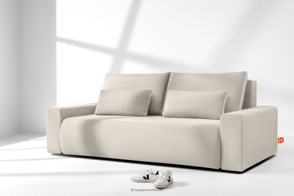 MOLLIS Rozkładana sofa z poduszkami tkanina sztruks kremowy kremowy - zdjęcie 1