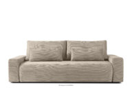 Rozkładana sofa z poduszkami tkanina sztruks beżowy