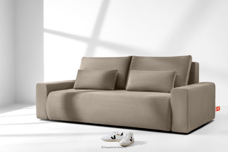 MOLLIS Rozkładana sofa z poduszkami tkanina sztruks beżowy beżowy - zdjęcie 1