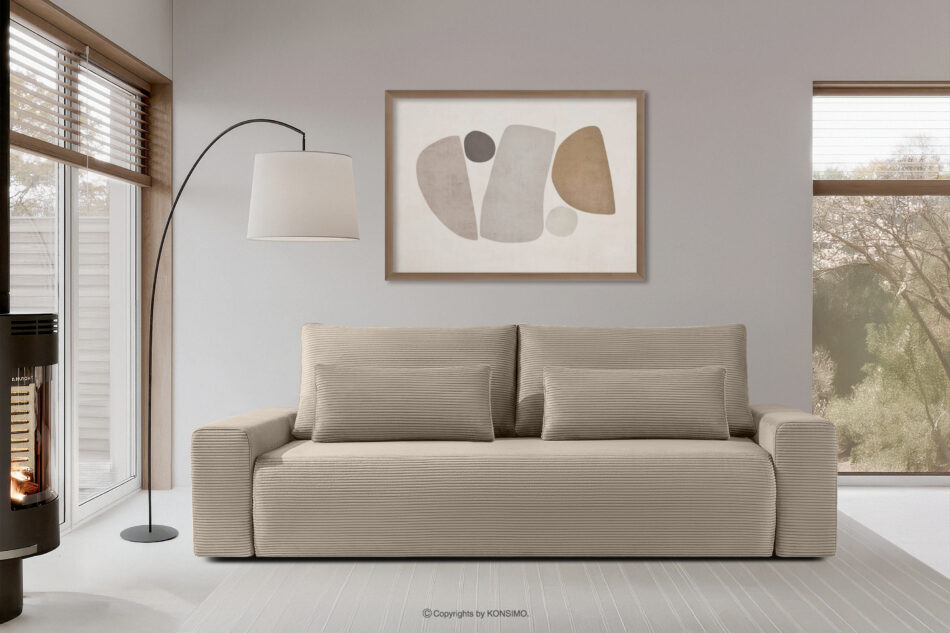 MOLLIS Rozkładana sofa z poduszkami tkanina sztruks beżowy beżowy - zdjęcie 11